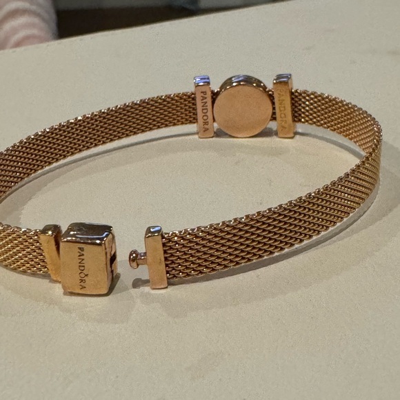 Sale‼️Pandora Reflexions Mesh Sparkling Clasp Bracelet Jewelry withh threecharms - Picture 4 of 6